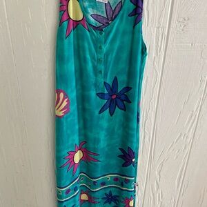 Floral Maxi Dress in Teal and Purple NWOT Size XXL